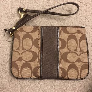 Like New Tan and Brown Coach Wristlet
